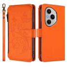 For Honor 400 Pro Global 160.8mm Butterfly Love Flower Multi-card Zipper Wallet Leather Phone Case(Orange) - 2