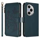 For Honor 400 Pro Global 160.8mm Butterfly Love Flower Multi-card Zipper Wallet Leather Phone Case(Dark Green) - 2