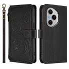 For Honor 400 Pro Global 160.8mm Butterfly Love Flower Multi-card Zipper Wallet Leather Phone Case(Black) - 2
