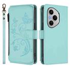 For Honor 400 Pro Global 160.8mm Butterfly Love Flower Multi-card Zipper Wallet Leather Phone Case(Mint Green) - 2