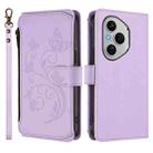 For Honor 400 Pro Global 160.8mm Butterfly Love Flower Multi-card Zipper Wallet Leather Phone Case(Light Purple) - 2