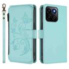 For Honor 400 Smart Butterfly Love Flower Multi-card Zipper Wallet Leather Phone Case(Mint Green) - 2