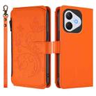 For Honor 400 Lite Global Butterfly Love Flower Multi-card Zipper Wallet Leather Phone Case(Orange) - 2