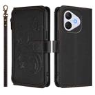 For Honor 400 Lite Global Butterfly Love Flower Multi-card Zipper Wallet Leather Phone Case(Black) - 2