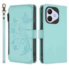 For Honor 400 Lite Global Butterfly Love Flower Multi-card Zipper Wallet Leather Phone Case(Mint Green) - 2