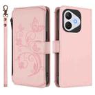 For Honor 400 Lite Global Butterfly Love Flower Multi-card Zipper Wallet Leather Phone Case(Pink) - 2