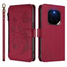 For Honor GT Pro 5G Butterfly Love Flower Multi-card Zipper Wallet Leather Phone Case(Wine Red) - 2