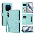 For Honor GT Pro 5G Butterfly Love Flower Multi-card Zipper Wallet Leather Phone Case(Mint Green) - 1