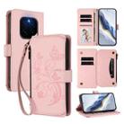 For Honor GT Pro 5G Butterfly Love Flower Multi-card Zipper Wallet Leather Phone Case(Pink) - 1