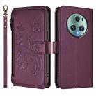 For Honor Magic5 Pro Butterfly Love Flower Multi-card Zipper Wallet Leather Phone Case(Dark Purple) - 2