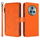 For Honor Magic5 Pro Butterfly Love Flower Multi-card Zipper Wallet Leather Phone Case(Orange) - 2
