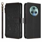 For Honor Magic5 Pro Butterfly Love Flower Multi-card Zipper Wallet Leather Phone Case(Black) - 2