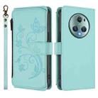 For Honor Magic5 Pro Butterfly Love Flower Multi-card Zipper Wallet Leather Phone Case(Mint Green) - 2