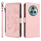 For Honor Magic5 Pro Butterfly Love Flower Multi-card Zipper Wallet Leather Phone Case(Pink) - 2