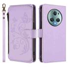 For Honor Magic5 Pro Butterfly Love Flower Multi-card Zipper Wallet Leather Phone Case(Light Purple) - 2