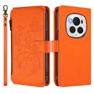 For Honor Magic6 Pro 5G Butterfly Love Flower Multi-card Zipper Wallet Leather Phone Case(Orange) - 2