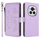 For Honor Magic6 Pro 5G Butterfly Love Flower Multi-card Zipper Wallet Leather Phone Case(Light Purple) - 2