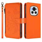 For Honor Magic6 5G Butterfly Love Flower Multi-card Zipper Wallet Leather Phone Case(Orange) - 2