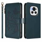 For Honor Magic6 5G Butterfly Love Flower Multi-card Zipper Wallet Leather Phone Case(Dark Green) - 2