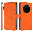 For Honor Magic7 Pro 5G Butterfly Love Flower Multi-card Zipper Wallet Leather Phone Case(Orange) - 2