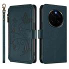 For Honor Magic7 Pro 5G Butterfly Love Flower Multi-card Zipper Wallet Leather Phone Case(Dark Green) - 2
