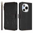 For Honor Power 5G Butterfly Love Flower Multi-card Zipper Wallet Leather Phone Case(Black) - 2