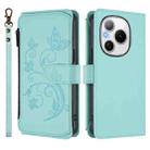 For Honor Power 5G Butterfly Love Flower Multi-card Zipper Wallet Leather Phone Case(Mint Green) - 2
