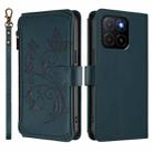 For Honor X5b 4G / X5b Plus 4G Butterfly Love Flower Multi-card Zipper Wallet Leather Phone Case(Dark Green) - 2