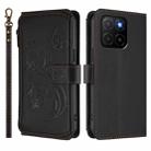 For Honor X5b 4G / X5b Plus 4G Butterfly Love Flower Multi-card Zipper Wallet Leather Phone Case(Black) - 2