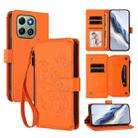 For Honor X6b 4G / X6a 4G Butterfly Love Flower Multi-card Zipper Wallet Leather Phone Case(Orange) - 1