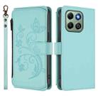 For Honor X6b 4G / X6a 4G Butterfly Love Flower Multi-card Zipper Wallet Leather Phone Case(Mint Green) - 2