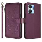 For Honor X7a 4G / Play7T 5G Butterfly Love Flower Multi-card Zipper Wallet Leather Phone Case(Dark Purple) - 2