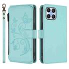 For Honor X8 5G / X6 5G / X8a 5G Butterfly Love Flower Multi-card Zipper Wallet Leather Phone Case(Mint Green) - 2