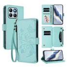 For Honor X8b 4G Butterfly Love Flower Multi-card Zipper Wallet Leather Phone Case(Mint Green) - 1
