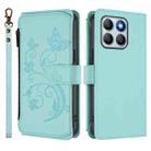 For Honor X8b 4G Butterfly Love Flower Multi-card Zipper Wallet Leather Phone Case(Mint Green) - 2