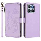 For Honor X8b 4G Butterfly Love Flower Multi-card Zipper Wallet Leather Phone Case(Light Purple) - 2