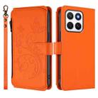 For Honor X8c 4G Butterfly Love Flower Multi-card Zipper Wallet Leather Phone Case(Orange) - 2