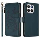 For Honor X8c 4G Butterfly Love Flower Multi-card Zipper Wallet Leather Phone Case(Dark Green) - 2
