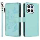 For Honor X8c 4G Butterfly Love Flower Multi-card Zipper Wallet Leather Phone Case(Mint Green) - 2