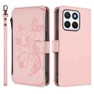 For Honor X8c 4G Butterfly Love Flower Multi-card Zipper Wallet Leather Phone Case(Pink) - 2