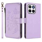For Honor X8c 4G Butterfly Love Flower Multi-card Zipper Wallet Leather Phone Case(Light Purple) - 2