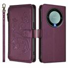 For Honor X9a 5G / Magic5 Lite / X40 Butterfly Love Flower Multi-card Zipper Wallet Leather Phone Case(Dark Purple) - 2