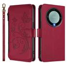 For Honor X9a 5G / Magic5 Lite / X40 Butterfly Love Flower Multi-card Zipper Wallet Leather Phone Case(Wine Red) - 2