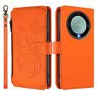For Honor X9a 5G / Magic5 Lite / X40 Butterfly Love Flower Multi-card Zipper Wallet Leather Phone Case(Orange) - 2