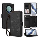 For Honor X9a 5G / Magic5 Lite / X40 Butterfly Love Flower Multi-card Zipper Wallet Leather Phone Case(Black) - 1