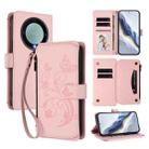 For Honor X9a 5G / Magic5 Lite / X40 Butterfly Love Flower Multi-card Zipper Wallet Leather Phone Case(Pink) - 1