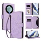 For Honor X9a 5G / Magic5 Lite / X40 Butterfly Love Flower Multi-card Zipper Wallet Leather Phone Case(Light Purple) - 1