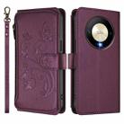 For Honor X9b 5G / Magic6 Lite Butterfly Love Flower Multi-card Zipper Wallet Leather Phone Case(Dark Purple) - 2