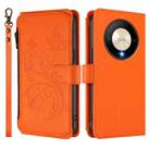 For Honor X9b 5G / Magic6 Lite Butterfly Love Flower Multi-card Zipper Wallet Leather Phone Case(Orange) - 2