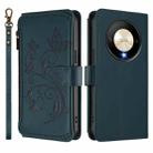 For Honor X9b 5G / Magic6 Lite Butterfly Love Flower Multi-card Zipper Wallet Leather Phone Case(Dark Green) - 2